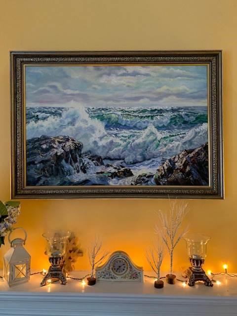 An ocean scene painted by Carol Keohane's mother, Pauline