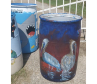 illustrated trash barrel front
